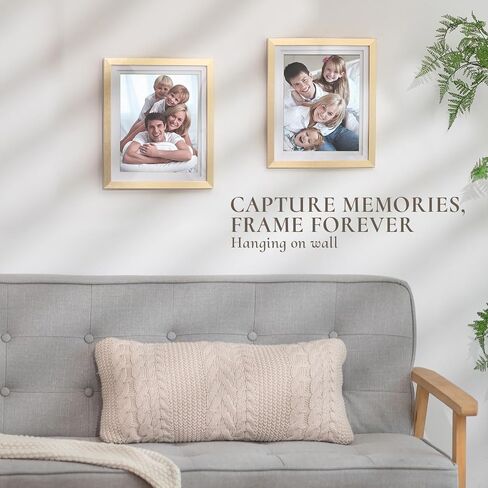8x10 Picture Frame for Wall: Double Floating Mat - Gold Picture Frames for Tabletop, 8 x 10 Photo Frames Horizontal or Vertical, Pack of 2 in Saudi Arabia