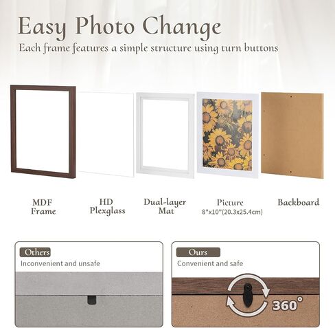8x10 Picture Frame for Wall: Double Floating Mat - Gold Picture Frames for Tabletop, 8 x 10 Photo Frames Horizontal or Vertical, Pack of 2 in Saudi Arabia