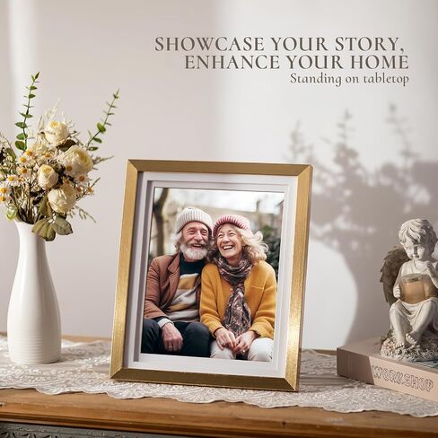 8x10 Picture Frame for Wall: Double Floating Mat - Gold Picture Frames for Tabletop, 8 x 10 Photo Frames Horizontal or Vertical, Pack of 2 in Saudi Arabia