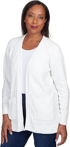 Alfred Dunner Women's Petite Chenille Long Open Cardigan in Saudi Arabia