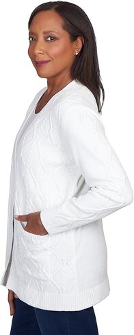 Alfred Dunner Women's Petite Chenille Long Open Cardigan in Saudi Arabia