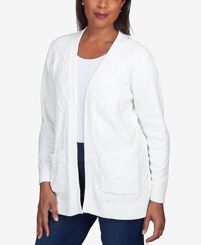 Alfred Dunner Women's Petite Chenille Long Open Cardigan in Saudi Arabia