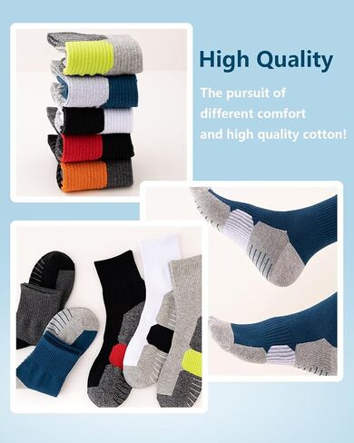 Mens Athletic Crew Socks 5 Pairs Cushion Running Socks Outdoor Hiking Socks Arch Compression Socks 6-12 in Saudi Arabia
