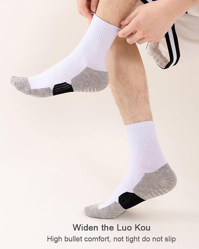 Mens Athletic Crew Socks 5 Pairs Cushion Running Socks Outdoor Hiking Socks Arch Compression Socks 6-12 in Saudi Arabia