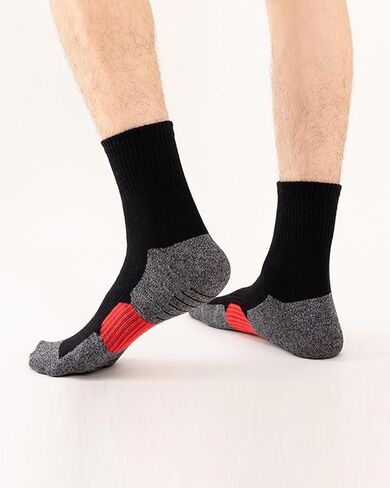 Mens Athletic Crew Socks 5 Pairs Cushion Running Socks Outdoor Hiking Socks Arch Compression Socks 6-12 in Saudi Arabia