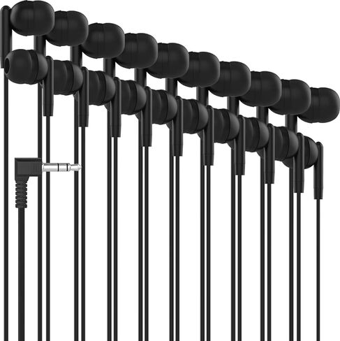 Maeline 5 Pack Earbuds in-Ear Stereo Headphones for School Classroom, Library, Travel, Gym 3.5mm Jack, Tangle-Free Wired Earphones for MP3, Phones, Computer and Laptops, Black in Saudi Arabia