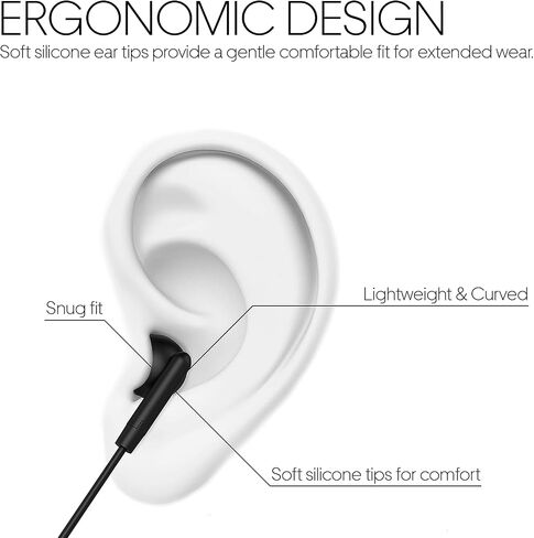 Maeline 5 Pack Earbuds in-Ear Stereo Headphones for School Classroom, Library, Travel, Gym 3.5mm Jack, Tangle-Free Wired Earphones for MP3, Phones, Computer and Laptops, Black in Saudi Arabia