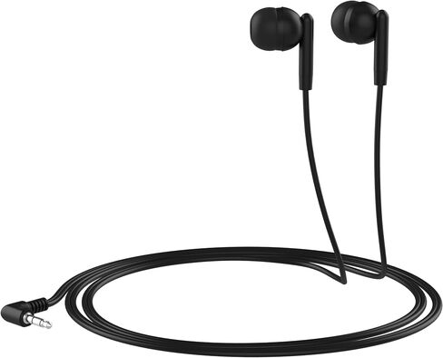 Maeline 5 Pack Earbuds in-Ear Stereo Headphones for School Classroom, Library, Travel, Gym 3.5mm Jack, Tangle-Free Wired Earphones for MP3, Phones, Computer and Laptops, Black in Saudi Arabia