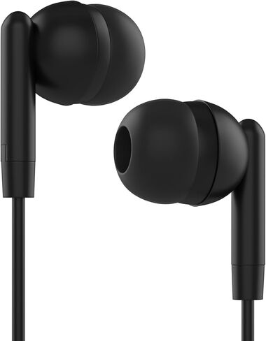 Maeline 5 Pack Earbuds in-Ear Stereo Headphones for School Classroom, Library, Travel, Gym 3.5mm Jack, Tangle-Free Wired Earphones for MP3, Phones, Computer and Laptops, Black in Saudi Arabia
