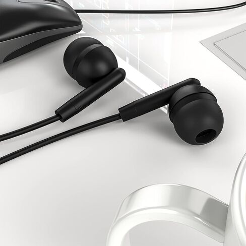 Maeline 5 Pack Earbuds in-Ear Stereo Headphones for School Classroom, Library, Travel, Gym 3.5mm Jack, Tangle-Free Wired Earphones for MP3, Phones, Computer and Laptops, Black in Saudi Arabia