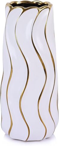 11.5" Silver Ceramic Vase - Minimalist Silver Flower Vase, Large Pampas Grass Vase, Boho Decorative Centerpiece Vase for Home Decor, Wedding, Housewarming, Table, Shelf, Mantel, and Entryway in Kuwait