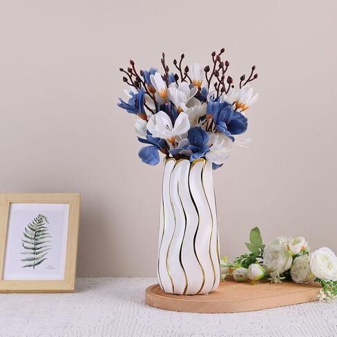 11.5" Silver Ceramic Vase - Minimalist Silver Flower Vase, Large Pampas Grass Vase, Boho Decorative Centerpiece Vase for Home Decor, Wedding, Housewarming, Table, Shelf, Mantel, and Entryway in Kuwait