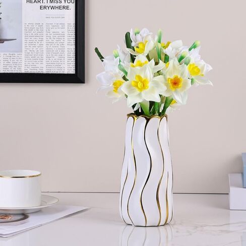 11.5" Silver Ceramic Vase - Minimalist Silver Flower Vase, Large Pampas Grass Vase, Boho Decorative Centerpiece Vase for Home Decor, Wedding, Housewarming, Table, Shelf, Mantel, and Entryway in Kuwait