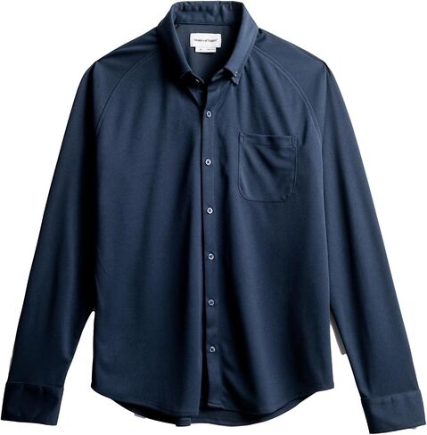 قميص Apollo Raglan الرياضي للرجال من Ministry of Supply، كاجوال بأكمام طويلة وأزرار سفلية، ماص للرطوبة، مقاوم للتجاعيد in Saudi Arabia