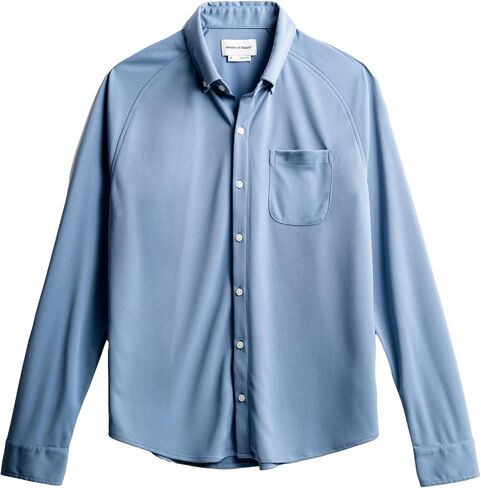 قميص Apollo Raglan الرياضي للرجال من Ministry of Supply، كاجوال بأكمام طويلة وأزرار سفلية، ماص للرطوبة، مقاوم للتجاعيد in Saudi Arabia