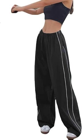 Aopwsrlyi Women/Teen Girls Baggy Sweatpants Low Rise Wide Leg Cargo Pants Y2K Harajuku Track Pants Streetwear in Saudi Arabia