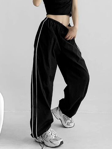 Aopwsrlyi Women/Teen Girls Baggy Sweatpants Low Rise Wide Leg Cargo Pants Y2K Harajuku Track Pants Streetwear in Saudi Arabia