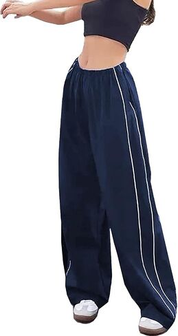 Aopwsrlyi Women/Teen Girls Baggy Sweatpants Low Rise Wide Leg Cargo Pants Y2K Harajuku Track Pants Streetwear in Saudi Arabia
