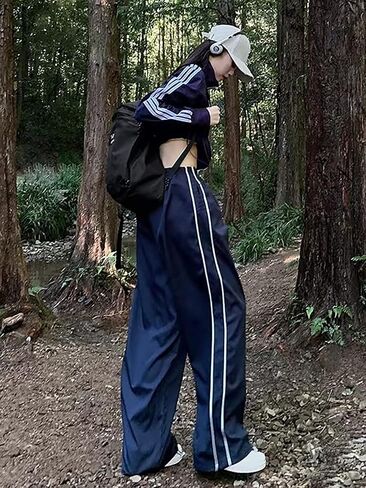 Aopwsrlyi Women/Teen Girls Baggy Sweatpants Low Rise Wide Leg Cargo Pants Y2K Harajuku Track Pants Streetwear in Saudi Arabia