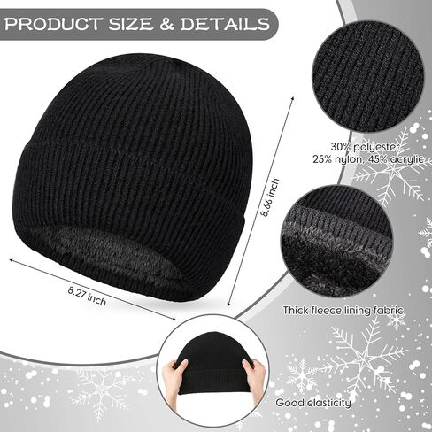 Coume Winter Beanie Hats Thick Warm Cuffed Skull Cap for Men Women Plush Lining Knit Cap for Winter Ski Daily Supply in Kuwait
