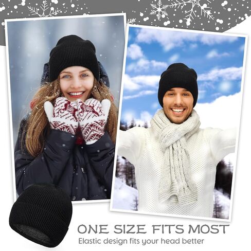 Coume Winter Beanie Hats Thick Warm Cuffed Skull Cap for Men Women Plush Lining Knit Cap for Winter Ski Daily Supply in Kuwait