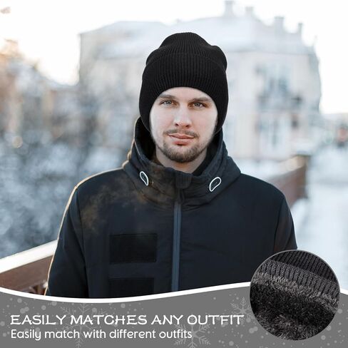 Coume Winter Beanie Hats Thick Warm Cuffed Skull Cap for Men Women Plush Lining Knit Cap for Winter Ski Daily Supply in Kuwait