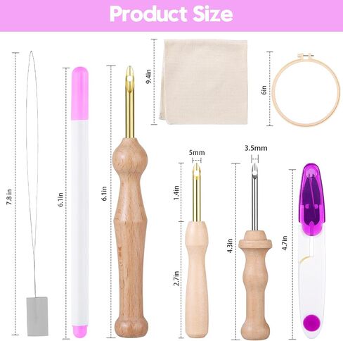 Cheloment Punch Needle Tool with Embroidery Hoop,Punch Needle Cloth Embroidery Punch Needle Set,Adjustable Punch Needle Kit for Adults Beginner,Hand Sewing Lover in Kuwait