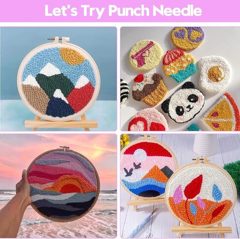 Cheloment Punch Needle Tool with Embroidery Hoop,Punch Needle Cloth Embroidery Punch Needle Set,Adjustable Punch Needle Kit for Adults Beginner,Hand Sewing Lover in Kuwait