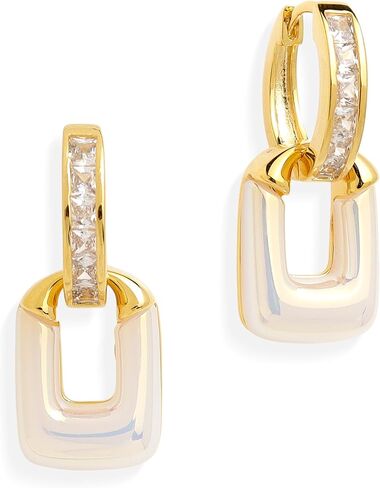 Chunky Gold Rhinestone Dangle Hoop Earrings for Women, Trendy Statement Thick Cubic Zirconia Geometric Drop Huggie Earing Prom Fashion Jewelry Gift in Kuwait