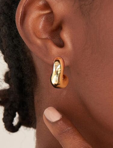 14K Gold Plated Chunky Open Hoop Earrings for Women 925 Sterling Silver Post Hypoallergenic Thick Hoop Earrings for Women in Kuwait