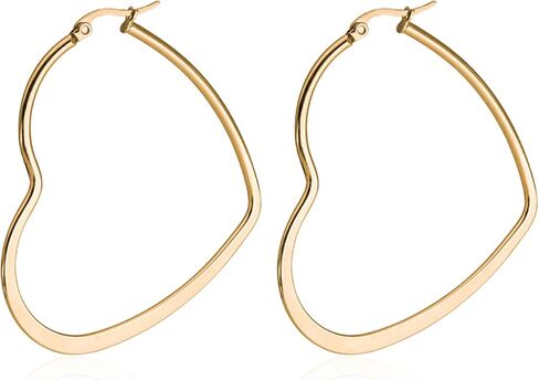 Huggie Hoop Earrings - Heart Shaped 14k Gold Plated Big Hoops - Heart-Shaped and Lightweight for Women in Kuwait