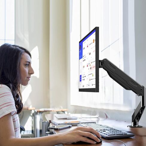 Premium Single Monitor Mount, Single Monitor Arm, Fully Adjustable Gas Spring VESA Monitor Mount, Monitor Stand Desk Mount for Display up to 32 inch LCD Weight Capacity 22lbs, Monitor Arm Mount in Kuwait