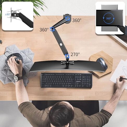 Premium Single Monitor Mount, Single Monitor Arm, Fully Adjustable Gas Spring VESA Monitor Mount, Monitor Stand Desk Mount for Display up to 32 inch LCD Weight Capacity 22lbs, Monitor Arm Mount in Kuwait