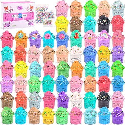 65 Pack Galaxy Slime Kits, Party Favors Slime Kit for Girls and Boys, Soft and Non-Sticky, Colourful Galaxy Slime Kids Stress Relief Toys, DIY Slime Making Kit in Saudi Arabia