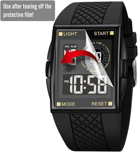 PASOY Unisex Digital Bracelet Watch Backlight Mens Women Square Alarm LED Black Rubber Watchband Sports Outdoor Waterproof Watch in Kuwait