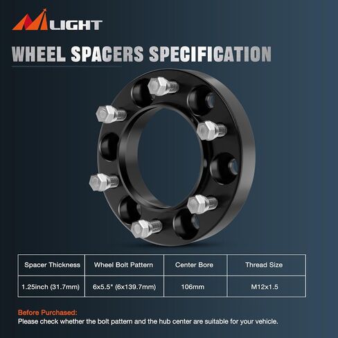 Nilight 6x5.5 Wheel Spacers,Hub Bore 106mm Hub Centric Wheel Spacers Fit for 1995-2023 Toyota Tacoma 4Runner FJ Cruiser Tundra Fortuner Sequoia 2013 2014 2015 2016 2017 2018 2019 2020 2021 2022 2023 in Saudi Arabia