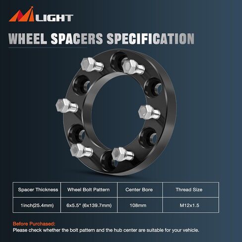 فواصل عجلات Nilight 6x5.5، فواصل عجلات محورية 106 مم تناسب 1995-2023 Toyota Tacoma 4Runner FJ Cruiser Tundra Fortuner Sequoia 2013 2014 2015 2016 2017 2018 2019 2020 2021 2022 2023 in Saudi Arabia