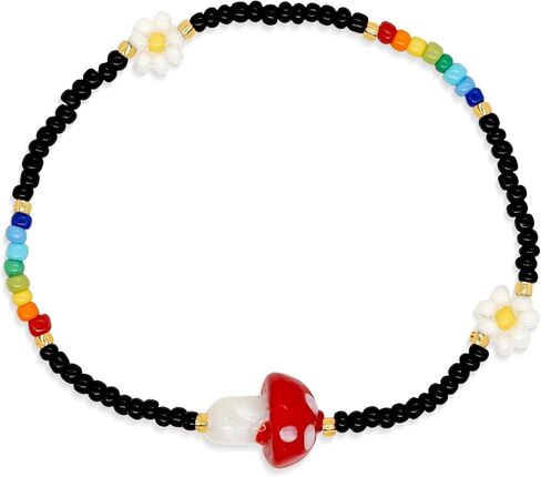Gold Daisy Flower Beaded Stretch Bracelets for Women, Cute Handmade Floral seed Beads Stackable Bracelet Beach Spring Boho Jewelry Gift in Saudi Arabia