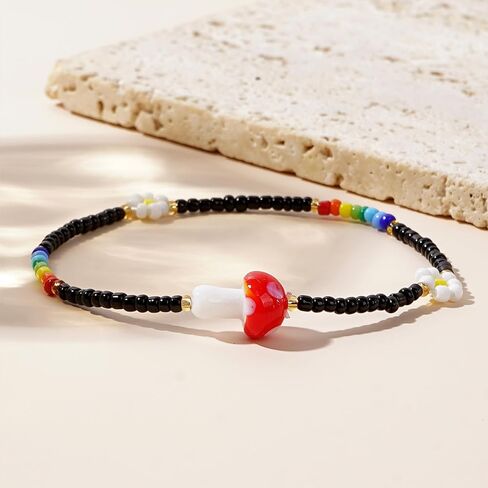 Gold Daisy Flower Beaded Stretch Bracelets for Women, Cute Handmade Floral seed Beads Stackable Bracelet Beach Spring Boho Jewelry Gift in Saudi Arabia