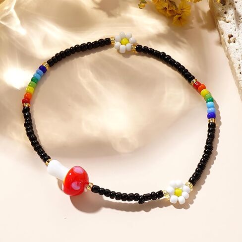 Gold Daisy Flower Beaded Stretch Bracelets for Women, Cute Handmade Floral seed Beads Stackable Bracelet Beach Spring Boho Jewelry Gift in Saudi Arabia