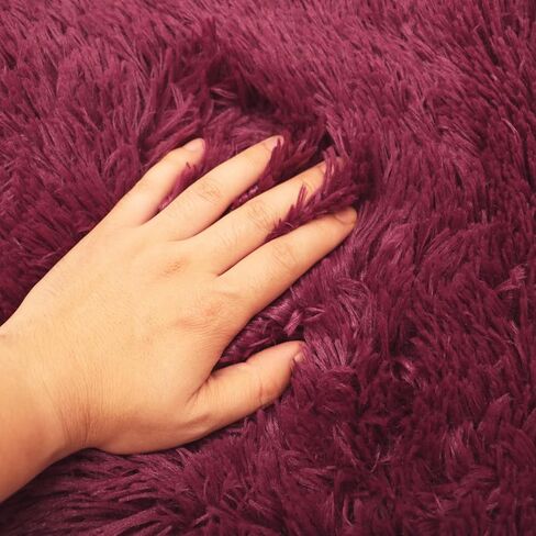 Lifup Area Rug for Living Room, Indoor Shag Fuzzy Carpets, Fluffy Faux Fur Rugs, Non-Slip High Pile Shaggy Carpets, Ultra Soft Plush Rugs for Bedroom Home Decor Burgundy 2x3 Feet in Kuwait