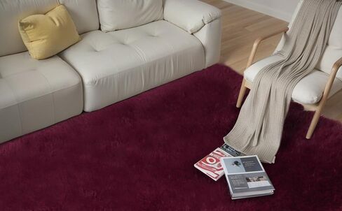 Lifup Area Rug for Living Room, Indoor Shag Fuzzy Carpets, Fluffy Faux Fur Rugs, Non-Slip High Pile Shaggy Carpets, Ultra Soft Plush Rugs for Bedroom Home Decor Burgundy 2x3 Feet in Kuwait