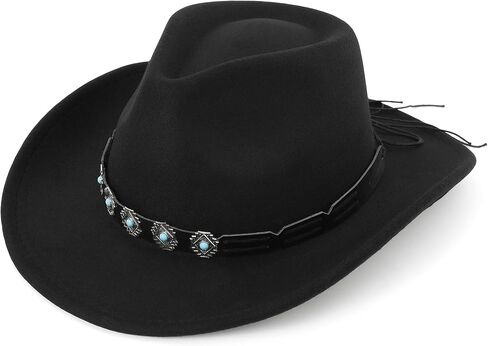 Western Cowboy Hat for Men and Women – Classic Western Style with Adjustable Fit, Vintage Leather Trim in Kuwait