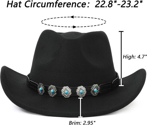 Western Cowboy Hat for Men and Women – Classic Western Style with Adjustable Fit, Vintage Leather Trim in Kuwait