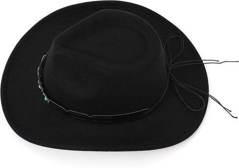 Western Cowboy Hat for Men and Women – Classic Western Style with Adjustable Fit, Vintage Leather Trim in Kuwait