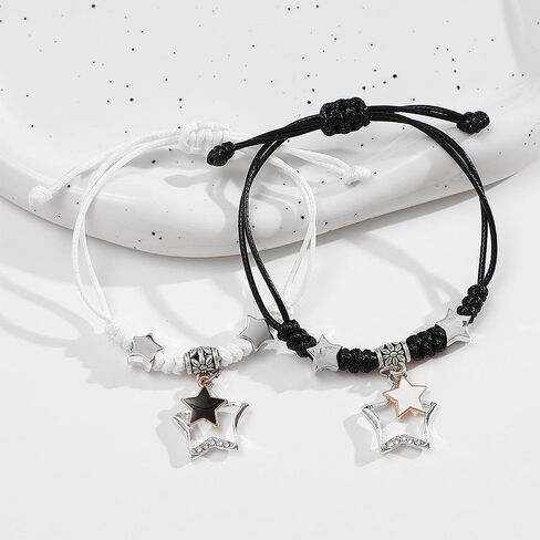 GIGB PBDK Couple Matching Star Bracelet, Adjustable Drawstring Friendship Bestie Woven Rope Bracelet, Handmade Anniversary Valentine's Day Jewelry Gift in Kuwait