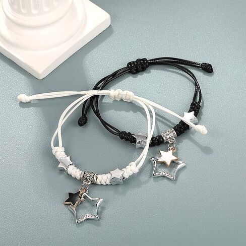 GIGB PBDK Couple Matching Star Bracelet, Adjustable Drawstring Friendship Bestie Woven Rope Bracelet, Handmade Anniversary Valentine's Day Jewelry Gift in Kuwait