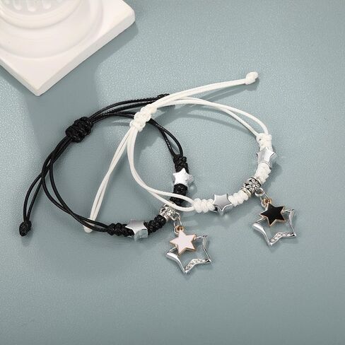GIGB PBDK Couple Matching Star Bracelet, Adjustable Drawstring Friendship Bestie Woven Rope Bracelet, Handmade Anniversary Valentine's Day Jewelry Gift in Kuwait