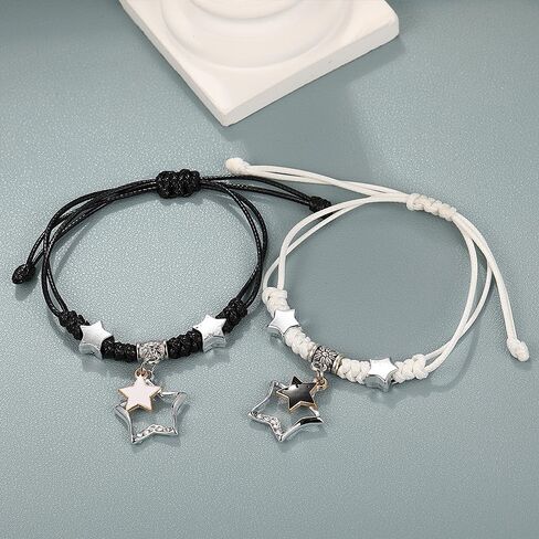 GIGB PBDK Couple Matching Star Bracelet, Adjustable Drawstring Friendship Bestie Woven Rope Bracelet, Handmade Anniversary Valentine's Day Jewelry Gift in Kuwait