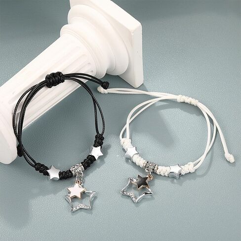 GIGB PBDK Couple Matching Star Bracelet, Adjustable Drawstring Friendship Bestie Woven Rope Bracelet, Handmade Anniversary Valentine's Day Jewelry Gift in Kuwait